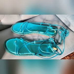 Schutz metallic turquoise "Kittie" flat sandals